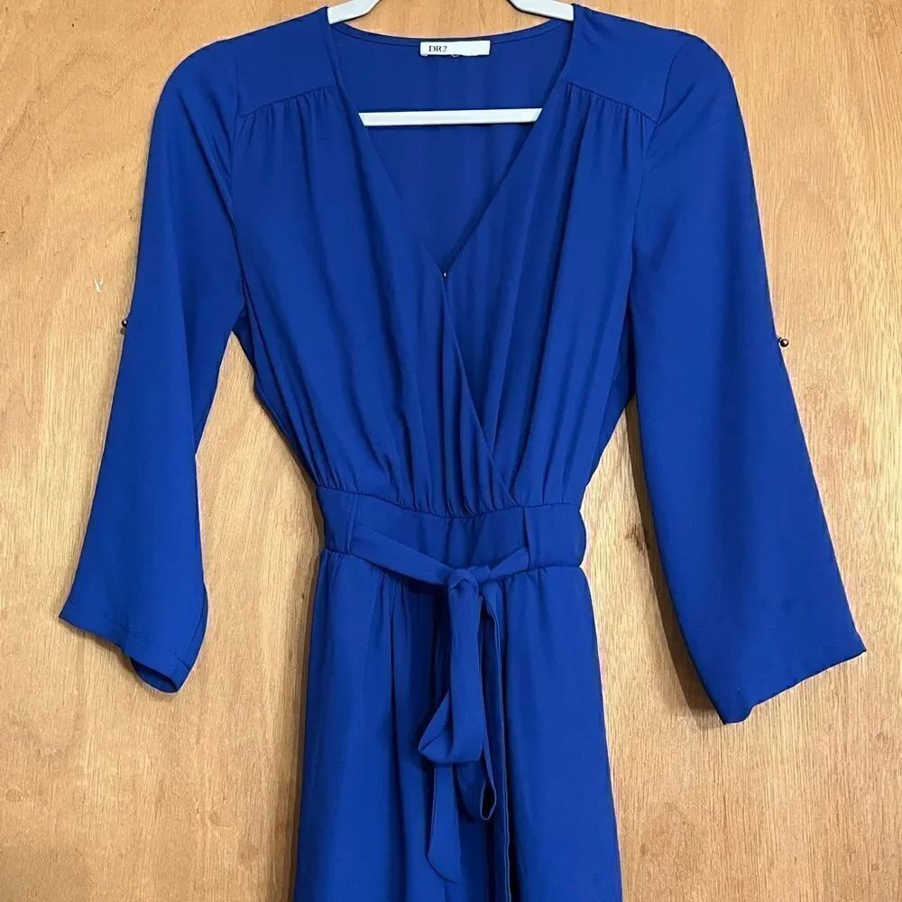 Dr2 Royal Blue Tie Waist Romper Size S
